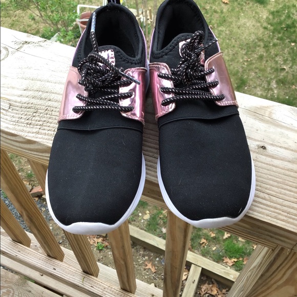 Nautica Kids Girls Pink/Black Metallic Sneaker  Athletic Running Shoes Sz 2 - Picture 6 of 14